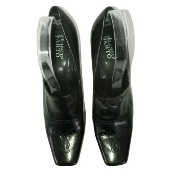 Franco Sarto Shoes, Square Toe, Black Vegan Leather, Stitching Design, High Heel - Picture 3 of 10